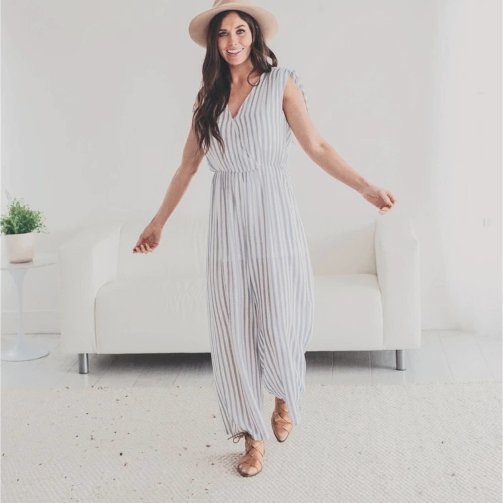 Dream of Me White & Black Striped Romper